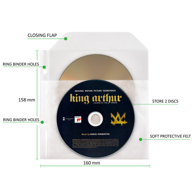 Blu-Ray Kombipack, 50 doppelte Blu-Ray-Hüllen mit Filz, 2 Ordner