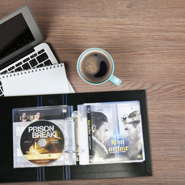 Einzel- / Doppel-Blu-Ray-Hülle mit Vlies und Ringbuch-Löchern