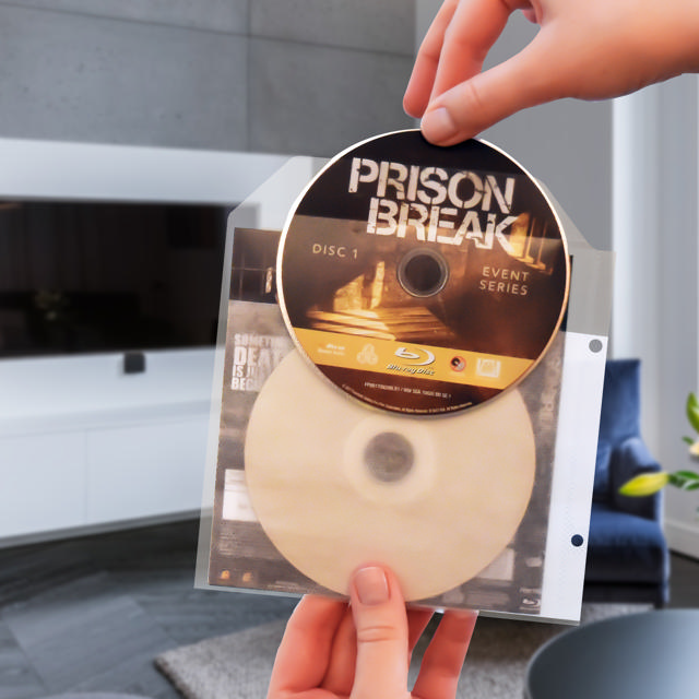 Einzel- / Doppel-Blu-Ray-Hülle mit Vlies und Ringbuch-Löchern