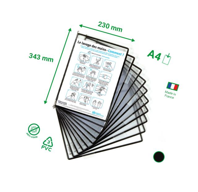 STERIFOLD ANTIMIKROBIELLE SICHTTAFELN - A4 - SCHWARZ