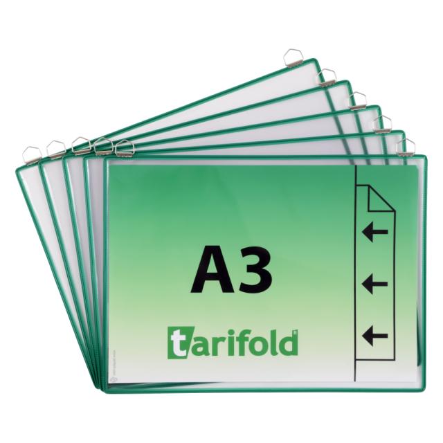 HÄNGESICHTTAFEL - A3 - QUERFORMAT - 2 ÖSEN - GRÜN - 5 STK.