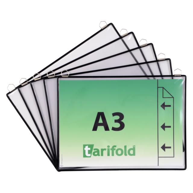 HÄNGESICHTTAFEL - A3 - QUERFORMAT - 2 ÖSEN - SCHWARZ - 5 STK.