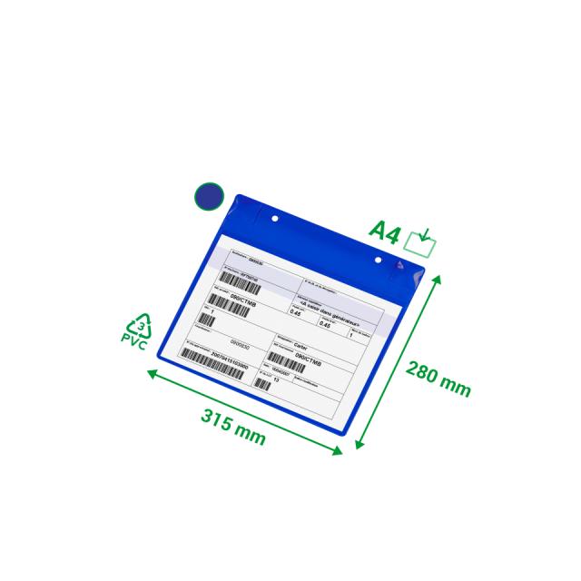 Magnetische Lager-Kennzeichnungstaschen mit Klappe, Neodym-Magneten, DIN A4, Quer