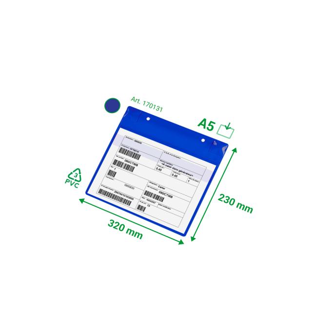 KENNZEICHNUNGSTASCHEN MIT KLAPPE - MAGNETISCH MIT NEODYM - A5 - HOCHKANT - BLAU