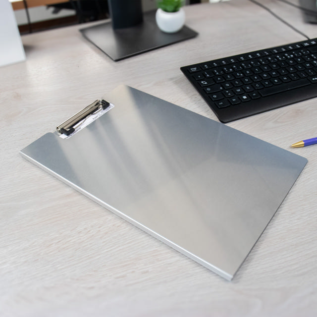 Klemmbrett mit Klappe, Aluminium, DIN A4, Hoch