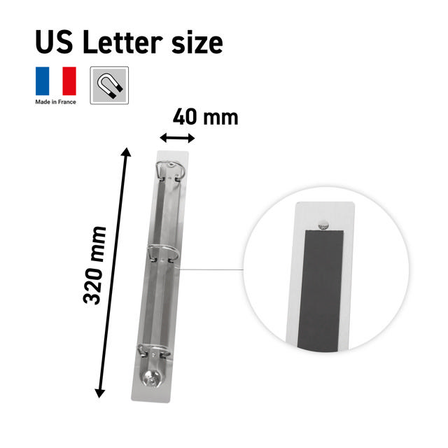 Magnetische 3-Ring-Mechanik, Aluminium, US-Letter-Format