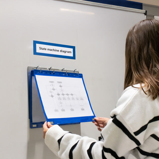 Ringbuchbrett mit einer 4-Ringmechanik, mit Magnetbefestigung, Aluminium, DIN A4, Quer