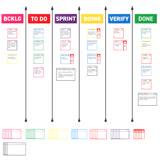 Magnetisches Aufgaben-Kartenset für Scrum-Board, 6 Spalten, S-Karten