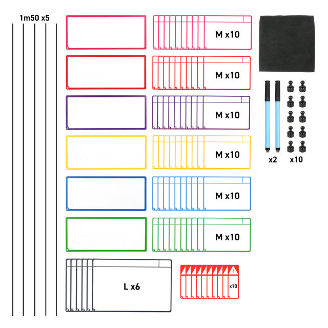 Magnetisches Aufgaben-Kartenset für Agile-Board, 6 Spalten, M-Karten