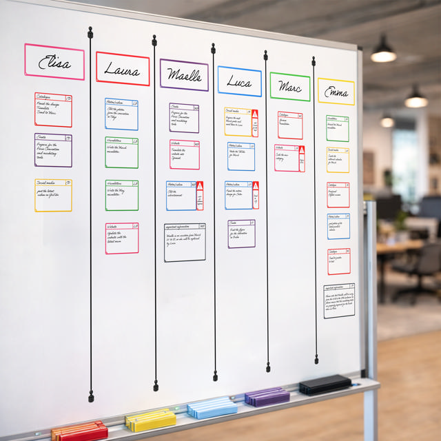 Magnetisches Aufgaben-Kartenset für Agile-Board, 6 Spalten, M-Karten