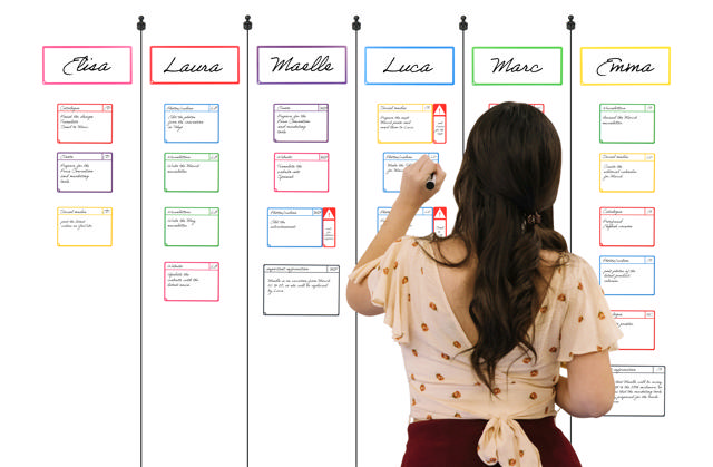 Magnetisches Aufgaben-Kartenset für Agile-Board, 6 Spalten, M-Karten