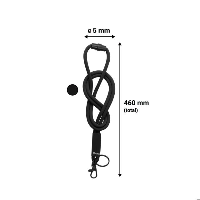 Rundes Umhängeband, mit Karabinerhaken und Schlüsselring