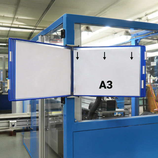 Leere Tarifold Metall Wandhalter, DIN A4, für 10 Sichttafeln, mit Seitenstützen
