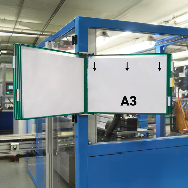 Leere Tarifold Metall Wandhalter, DIN A4, für 10 Sichttafeln, mit Seitenstützen