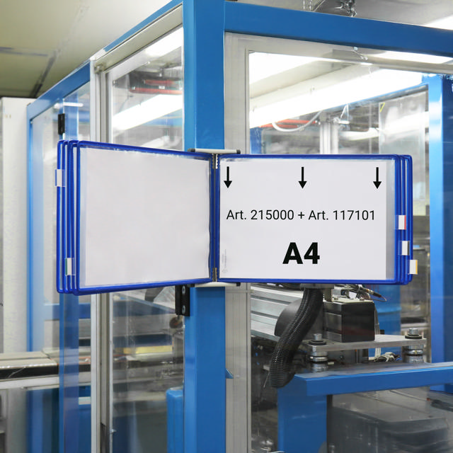 Leere Tarifold Metall Wandhalter, DIN A5, für 10 Sichttafeln, mit Seitenstützen