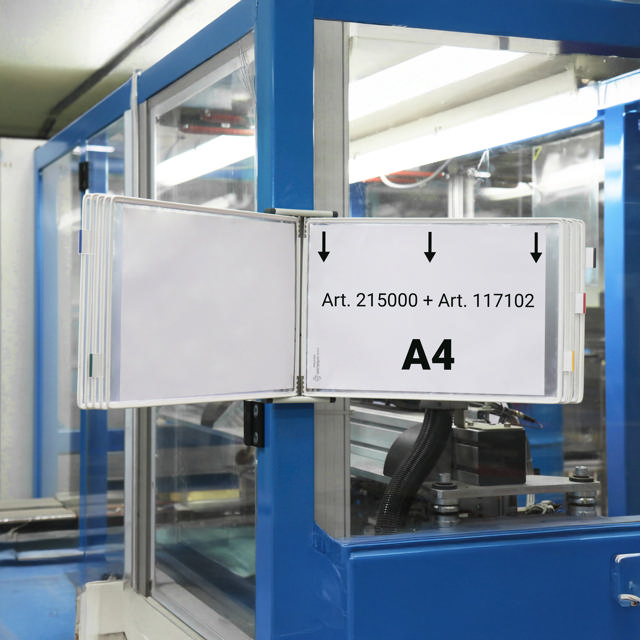 Leere Tarifold Metall Wandhalter, DIN A5, für 10 Sichttafeln, mit Seitenstützen