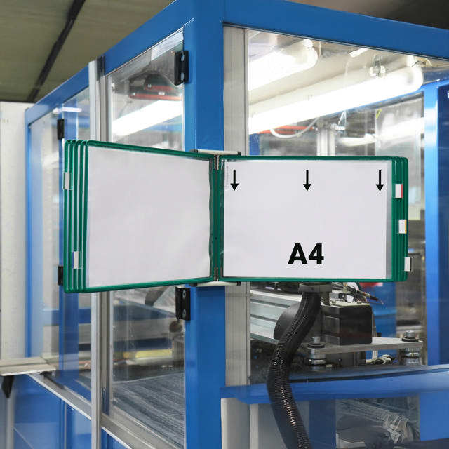 Leere Tarifold Metall Wandhalter, DIN A5, für 10 Sichttafeln, mit Seitenstützen