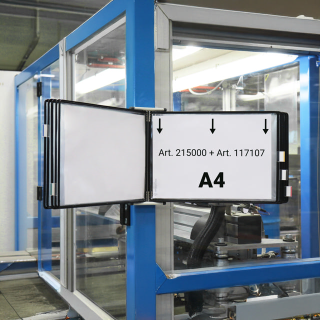 Leere Tarifold Metall Wandhalter, DIN A5, für 10 Sichttafeln, mit Seitenstützen
