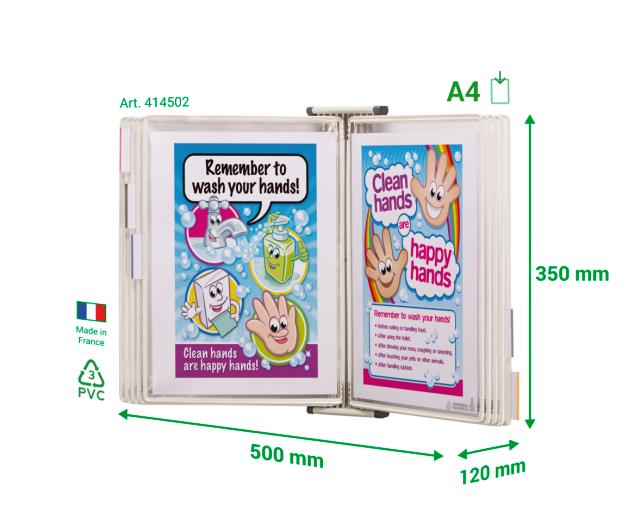 STERIFOLD ANTIMIKROBIELLE WANDSICHTTAFEL-SET - A4 - 10 SICHTTAFELN - WEISS