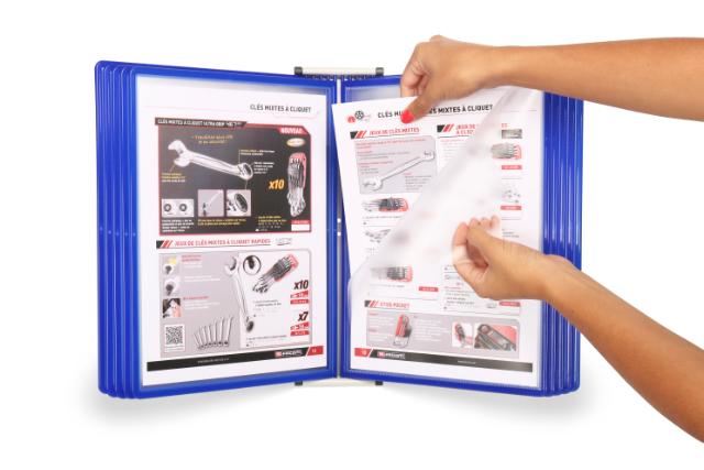 WANDSICHTTAFEL-SET EASY-LOAD - A4 - 10 SICHTTAFELN - PP - ÖFFNUNG OBEN UND LINKS - BLAU