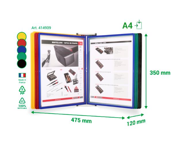 WANDSICHTTAFEL-SET EASY-LOAD - A4 - 10 SICHTTAFELN - PP - ÖFFNUNG OBEN UND LINKS - SORTIERT