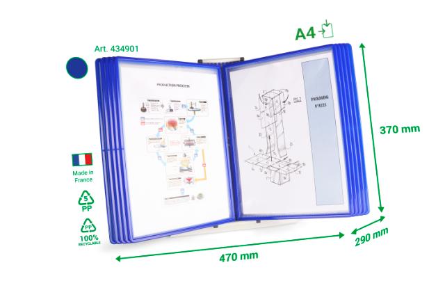 TICHSICHTTAFEL SET EASY LOAD - A4 - 10 SICHTTAFELN - PP - ÖFFNUNG OBEN UND LINKS - BLAU