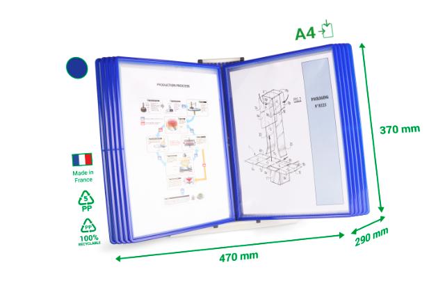 TICHSICHTTAFEL SET EASY LOAD - A4 - 10 SICHTTAFELN - PP - ÖFFNUNG OBEN UND LINKS - BLAU