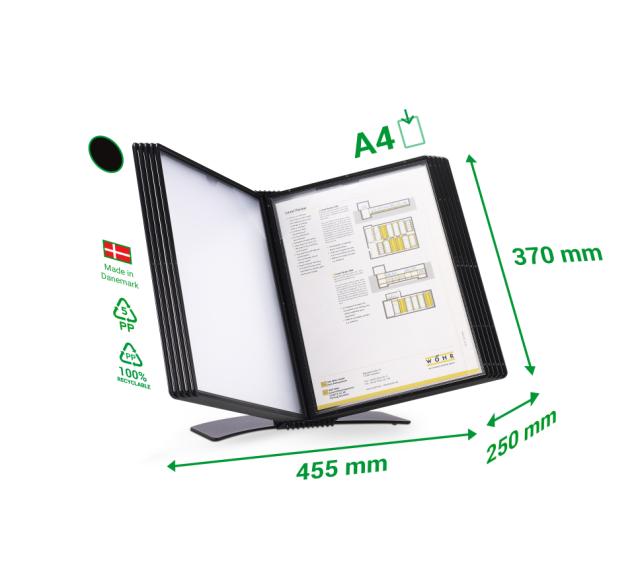 TICHSICHTTAFEL SET EASY LOAD BLACK EDITION - A4 - 10 SICHTTAFELN - PP - ÖFFNUNG OBEN UND LINKS - SCHWARZ