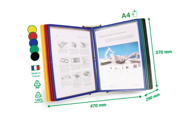 TICHSICHTTAFEL SET EASY LOAD - A4 - 10 SICHTTAFELN - PP - ÖFFNUNG OBEN UND LINKS - SORTIERT