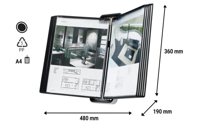 WANDSICHTTAFEL SET VEO - A4 - 10 SICHTTAFELN PVC - SCHWARZ