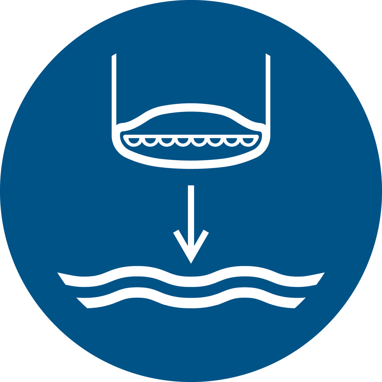 Piktogramm-Zeichen Rettungsboot fieren beim Aussetzvorgang, 200 mm