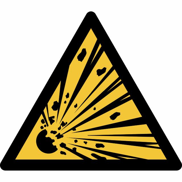 Piktogramm-Zeichen Warnung vor explosiven Stoffen, 150 x 133 mm