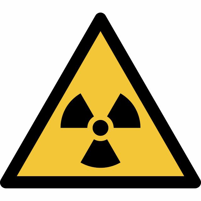 Piktogramm-Zeichen Warnung vor radioaktiven Stoffen, 150 x 133 mm