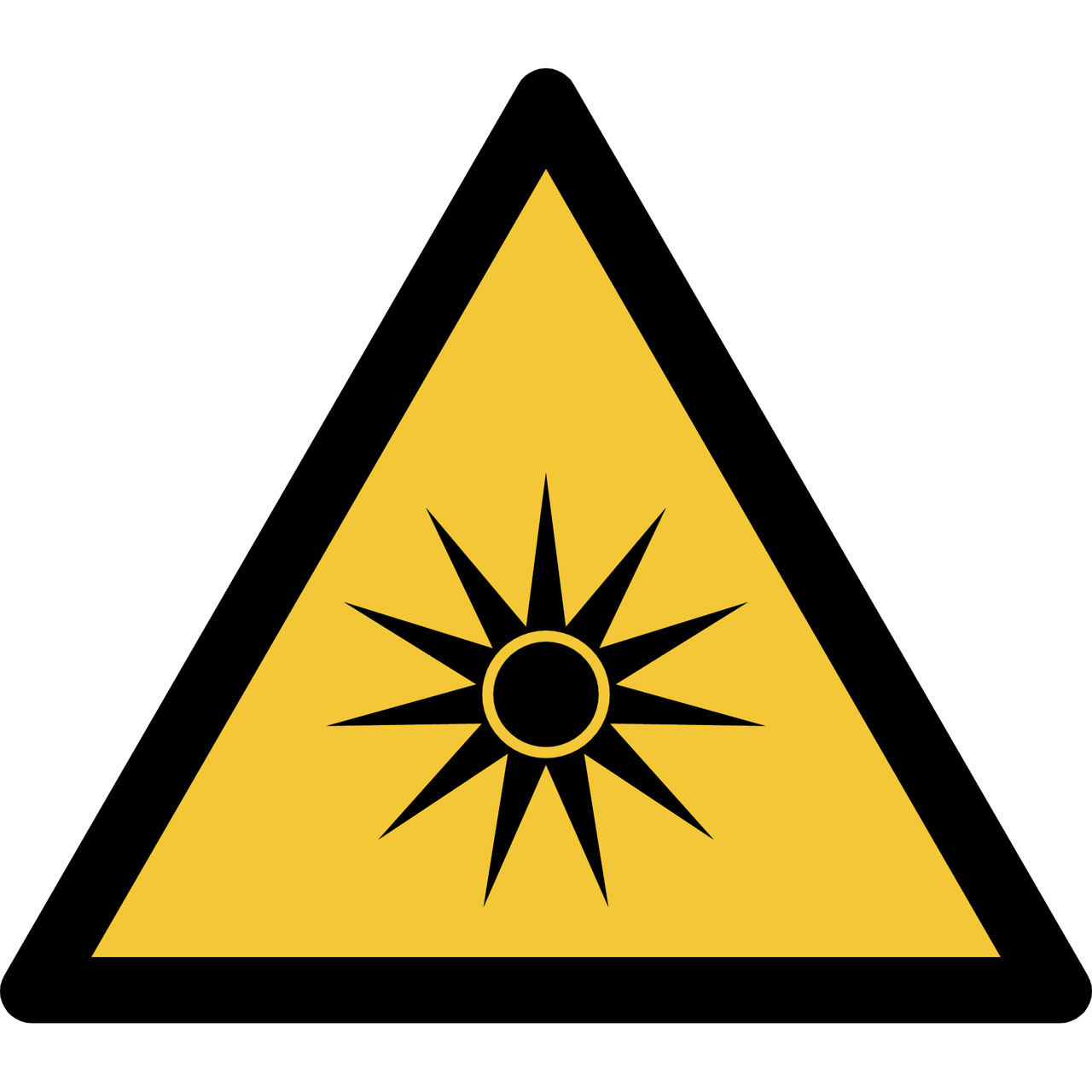 Piktogramm-Zeichen Warnung vor optischer Strahlung, 150 x 133 mm