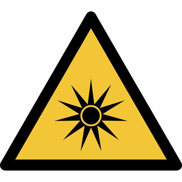 Piktogramm-Zeichen Warnung vor optischer Strahlung, 150 x 133 mm