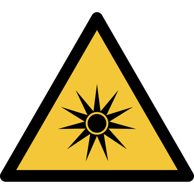 Piktogramm-Zeichen Warnung vor optischer Strahlung, 200 x 176 mm