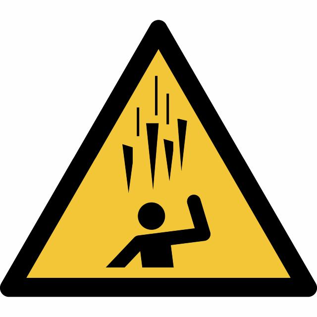 Piktogramm-Zeichen Warnung herabfallende Eiszapfen, 150 x 133 mm