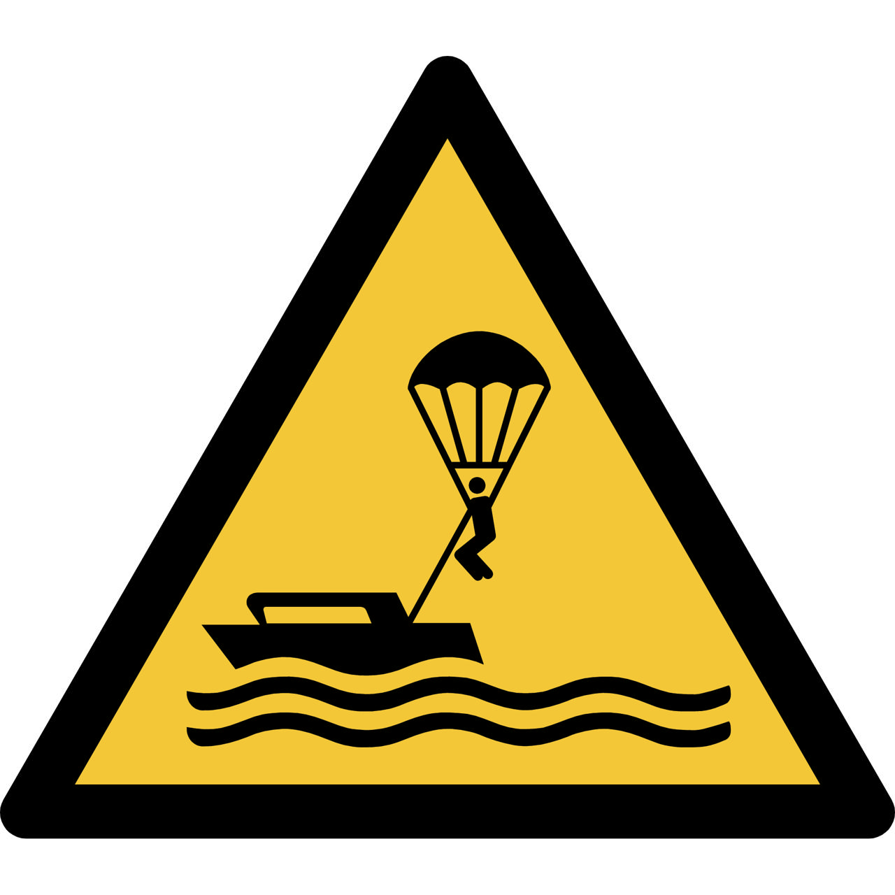 Piktogramm-Zeichen Warnung vor Parasailing, 150 x 133 mm