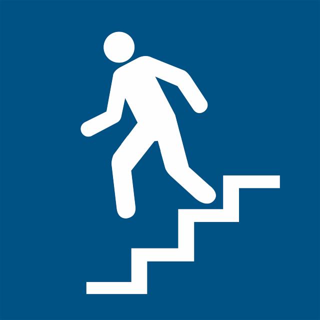 Piktogramm-Zeichen Treppe hinunter, 100 x 100 mm