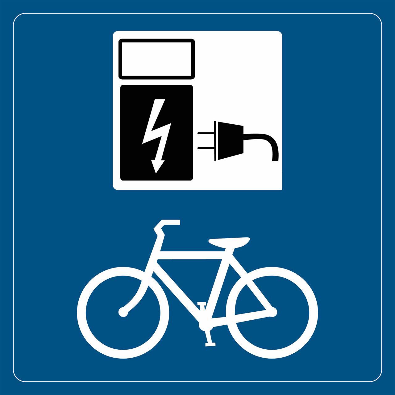 Piktogramm-Zeichen Fahrradladestation, 100 x 100 mm