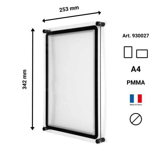 Acryl-Wandschilderhalter mit Magneto Inforahmen A4, Hochformat/Querformat