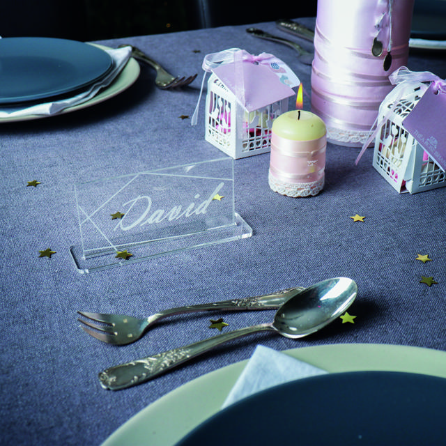 Personalisierbare Tischkarte aus Acryl, rechteckig