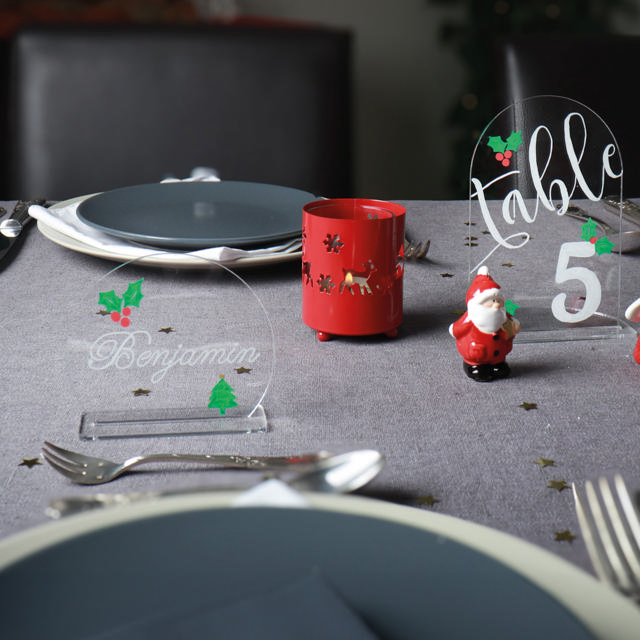 Personalisierbare Tischkarte aus Acryl, rund