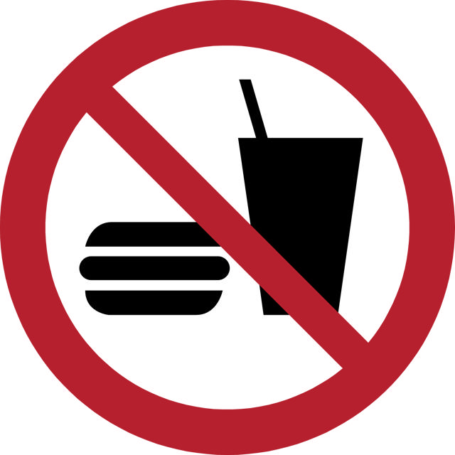 Piktogramm-Zeichen Essen und Trinken verboten